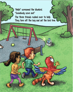 Page 18 from the children's nature book titled “Who Are You, Cat-Bird?”